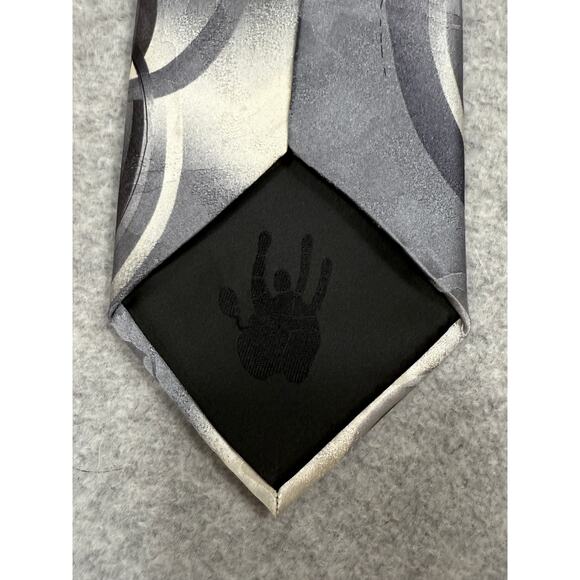 J. Garcia Clockworks Watercolor Collection Gray White Silk Neck Tie - Picture 6 of 6